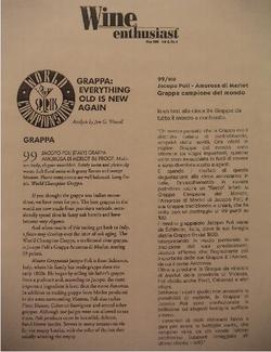 Grappa Merlot - World Championship Grappa Award - 1995